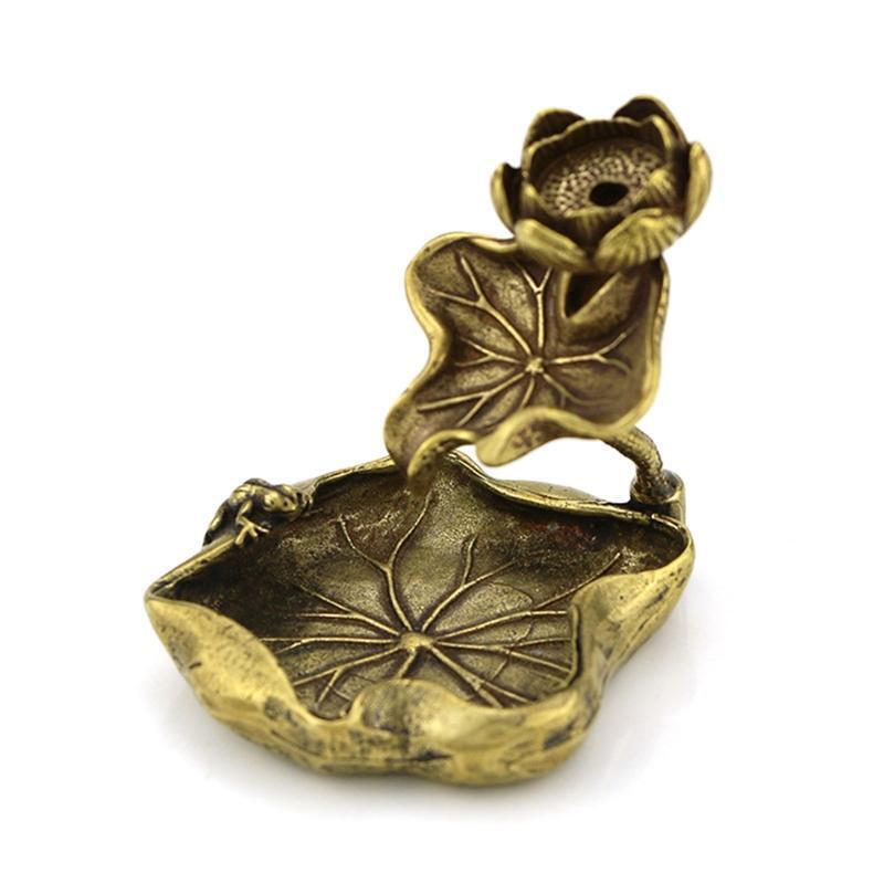 Brass Lotus Ornament Incense Burner Double Layer Pond Back Flow Incense Holder