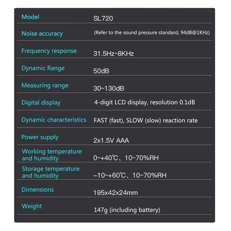 Dual Mode Sound Monitor Decibel Meter Noise Level Meter LCD Display 30-130dB