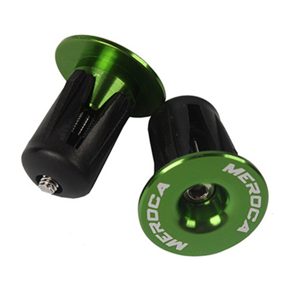 MEROCA 2pcs Bicycle Bar Grips End Cap Road Bike Handlebar End Plug (Green)
