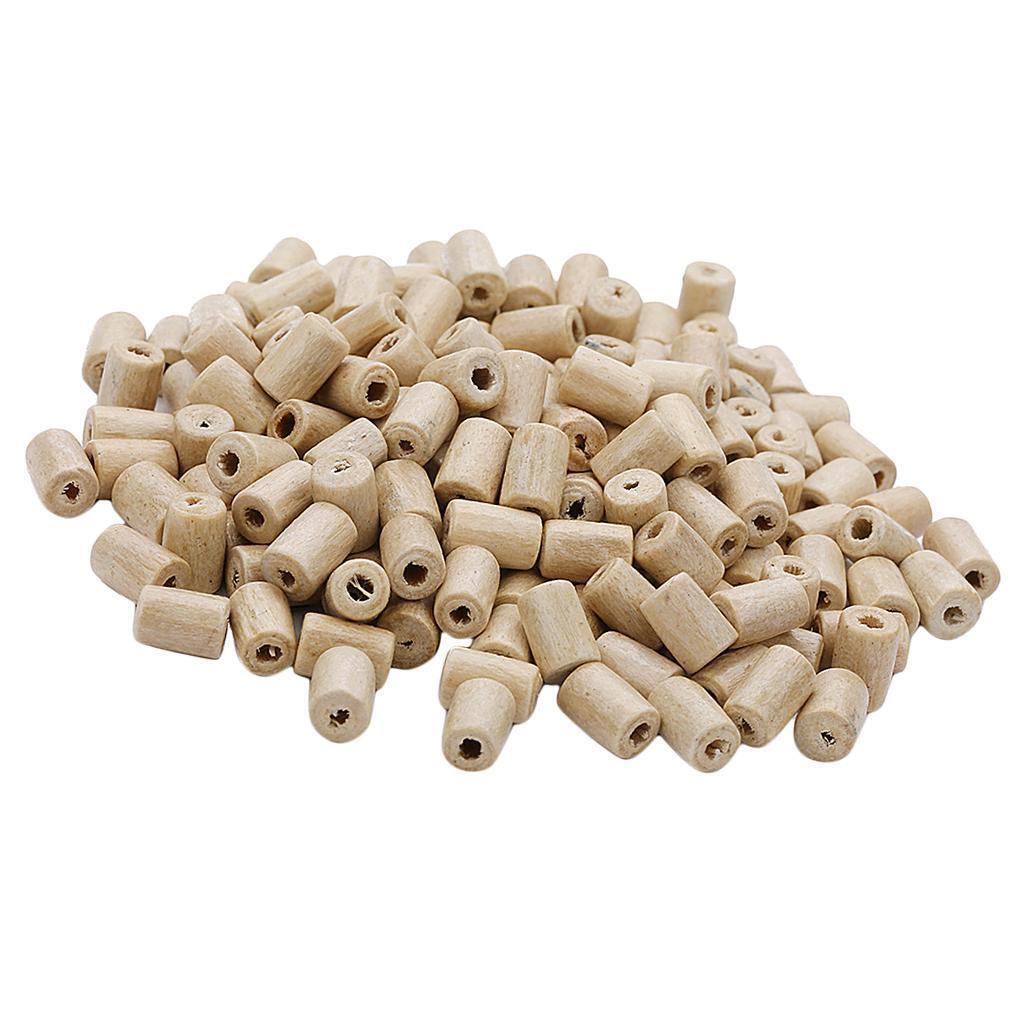 300pcs Natural Wooden Tube Bead DIY Jewelry Making Sewing Crafts Decors
