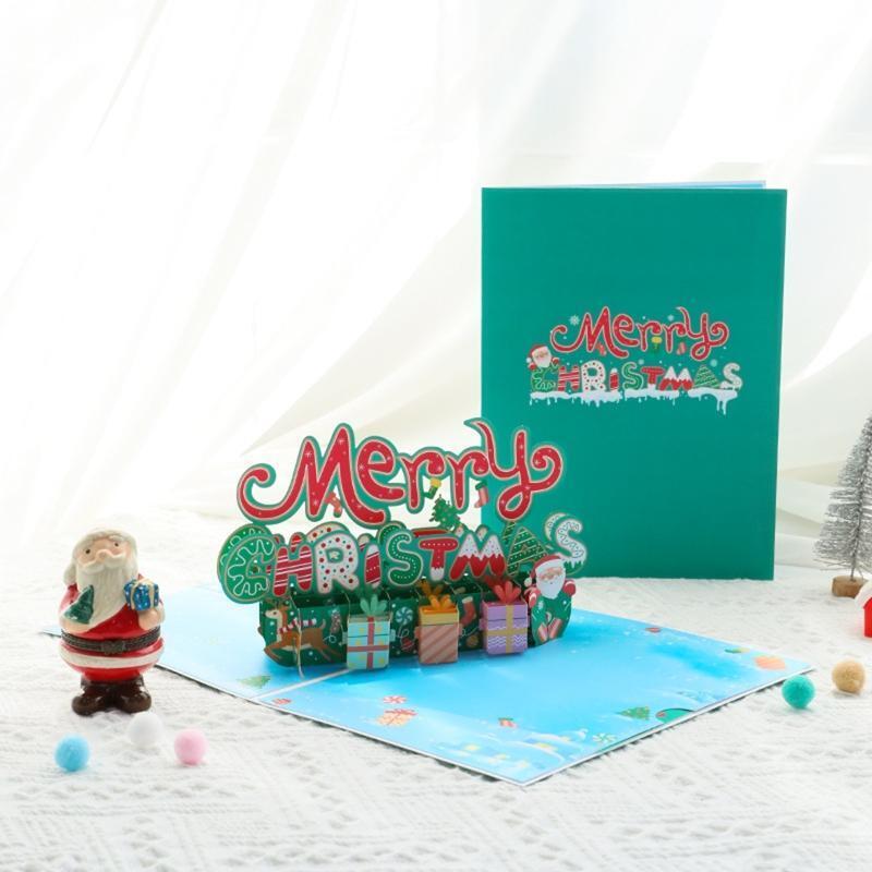 Xmas Pop Up Greeting Cards Party Blank Invitation Cards with Envelope Hand Craft