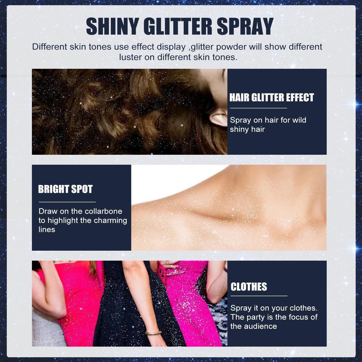 Body Glitter Spray Face Highlighter 60ml Sparkly Glow for Home Party Dating