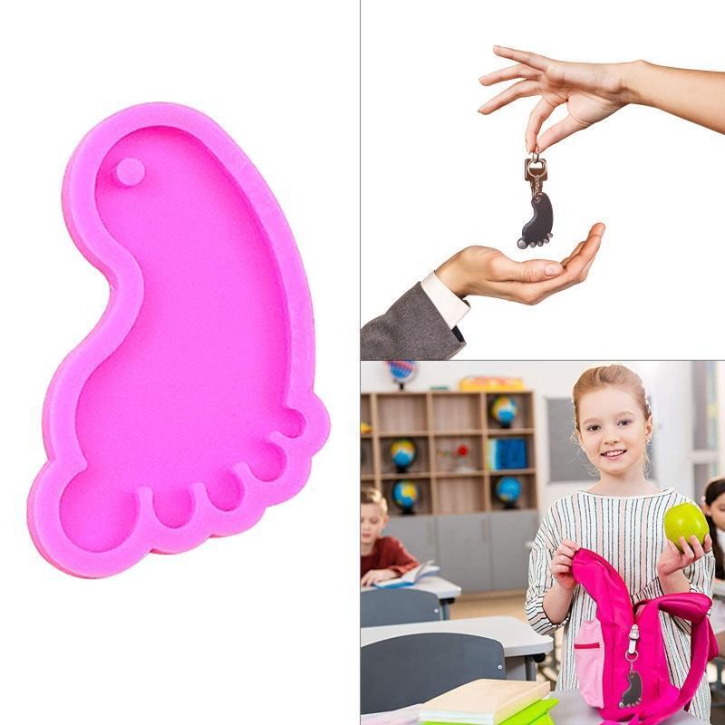Small Foot Keychains Mold DIY Epoxy Craft Necklace Keychain Jewelry Mold