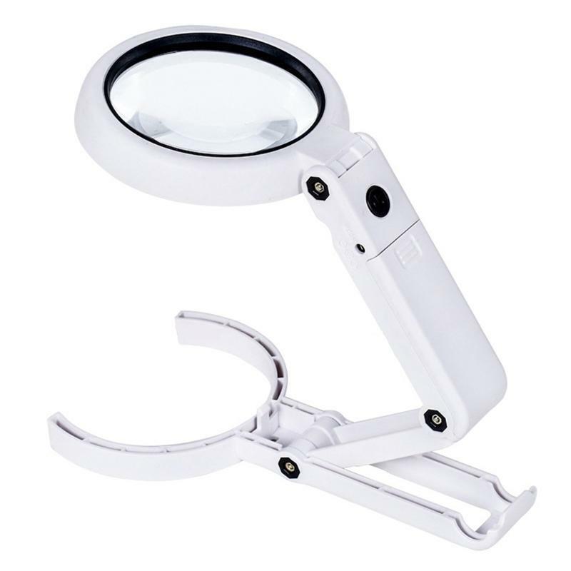 5X 11X Handheld Folding Lamp Loupe Magnifier Reading Portable with 8 LED Lights