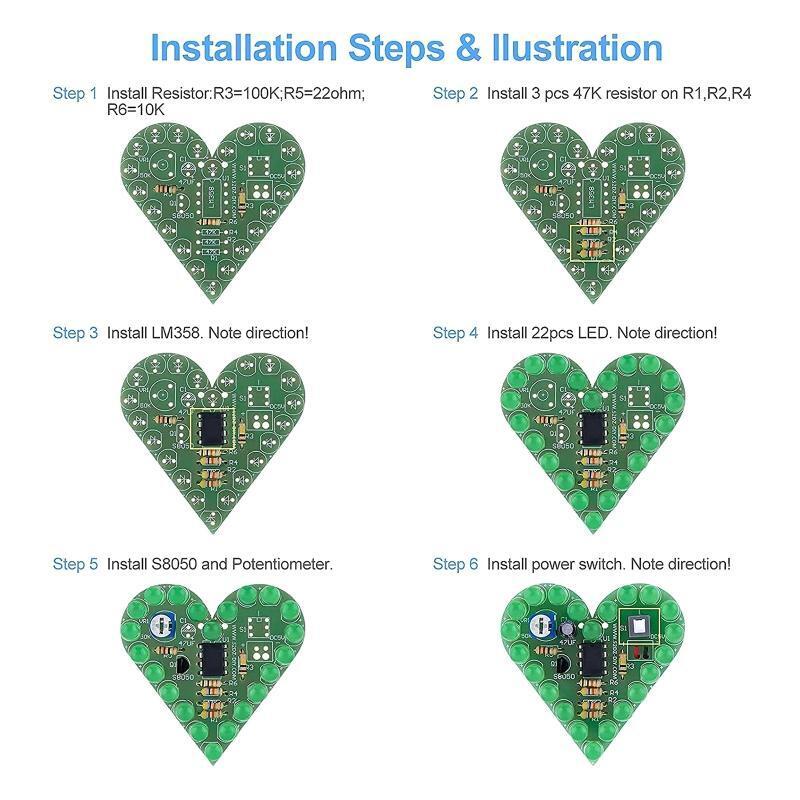 HBL-22  Heart Shape Breathing Lamp Kits 50.7x50.7mm Size Creative Gifts