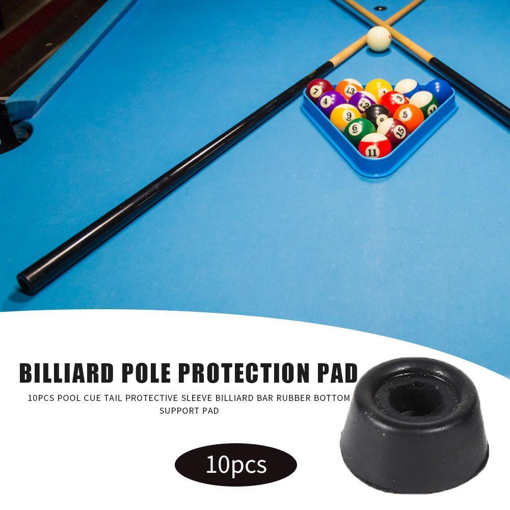 10pcs Pool Cue Tail Protective Sleeve Billiard Rubber Bottom Support Pad