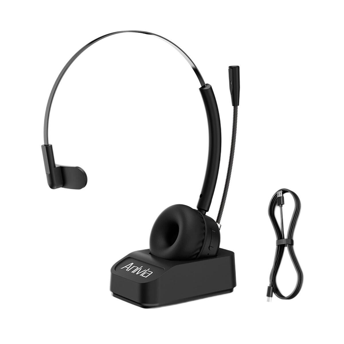 Bluetooth Headset with Charging Dock Earphone for Phone Office Call Center