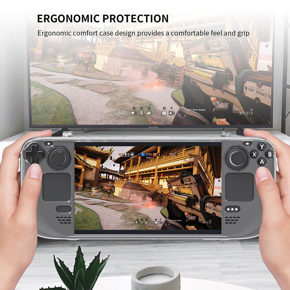 Back Case Shell for Steam Deck Crystal Clear Protective Game Console Cover