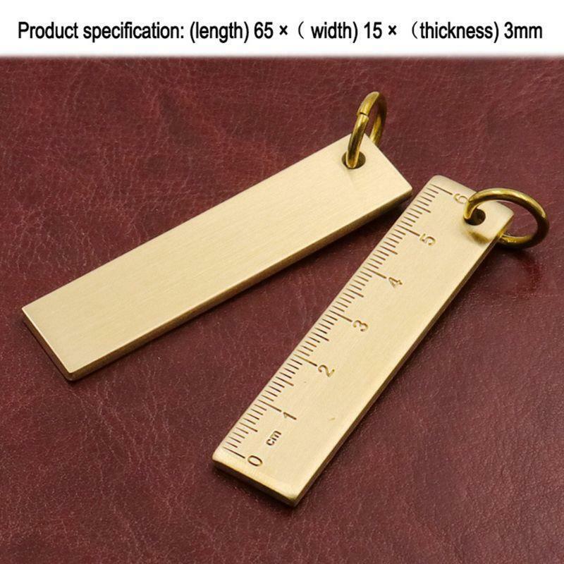 6cm Mini Copper Ruler Book Markers Keychain Students Measuring Drafting Supplies