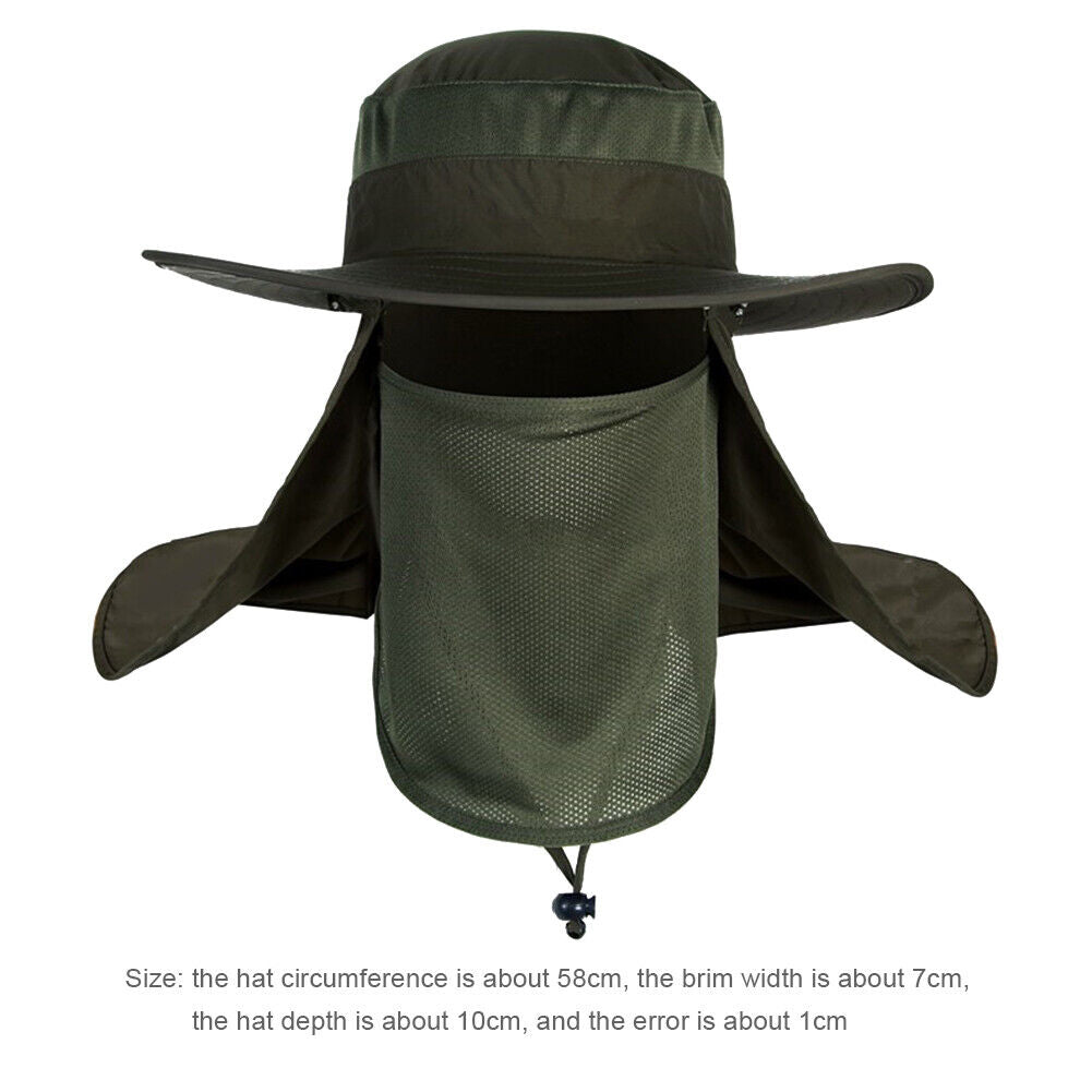 UV Protection Fisherman Hat Sun Visor Cap for Fishing Camping (Army Green)