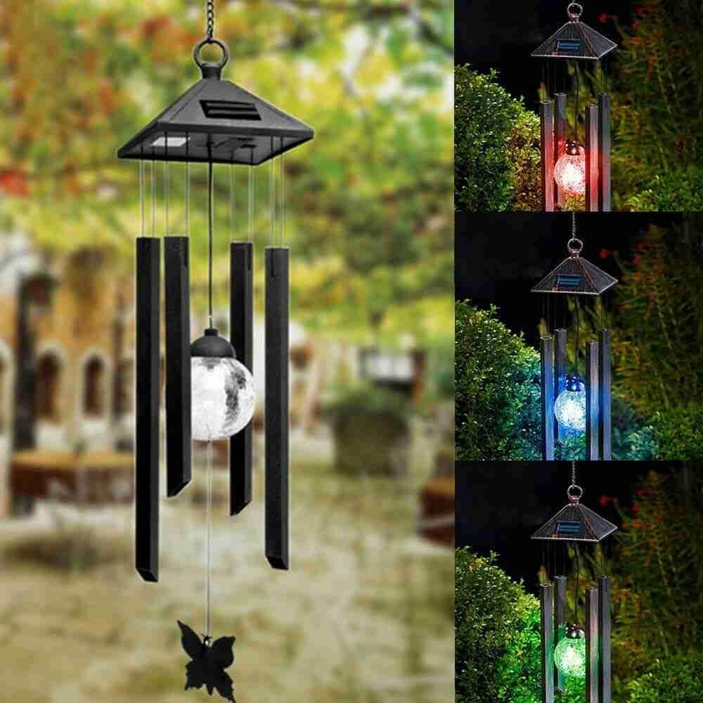 Indoor Outdoor Solar Wind Chime Lights Pendant Bell LED Light Wind Chimes