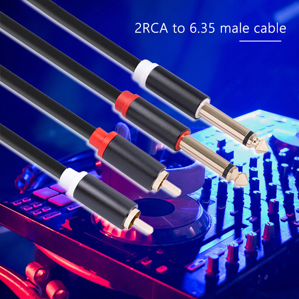 Mixer Audio Cable 2RCA Male to Dual 6.35 Male Stereo Aux Splitter Cable