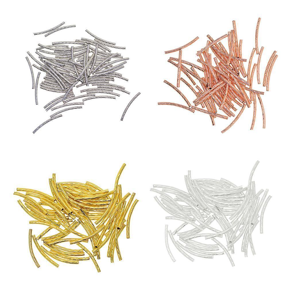 400Piece Engraved Curved Tube Noodle  Jewelry Making 25x2mm
