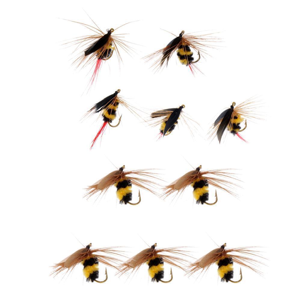 10 pcs/lot Fly Fishing Flies Bumble Bee Fly Fishing Bass Trout Insect Lure