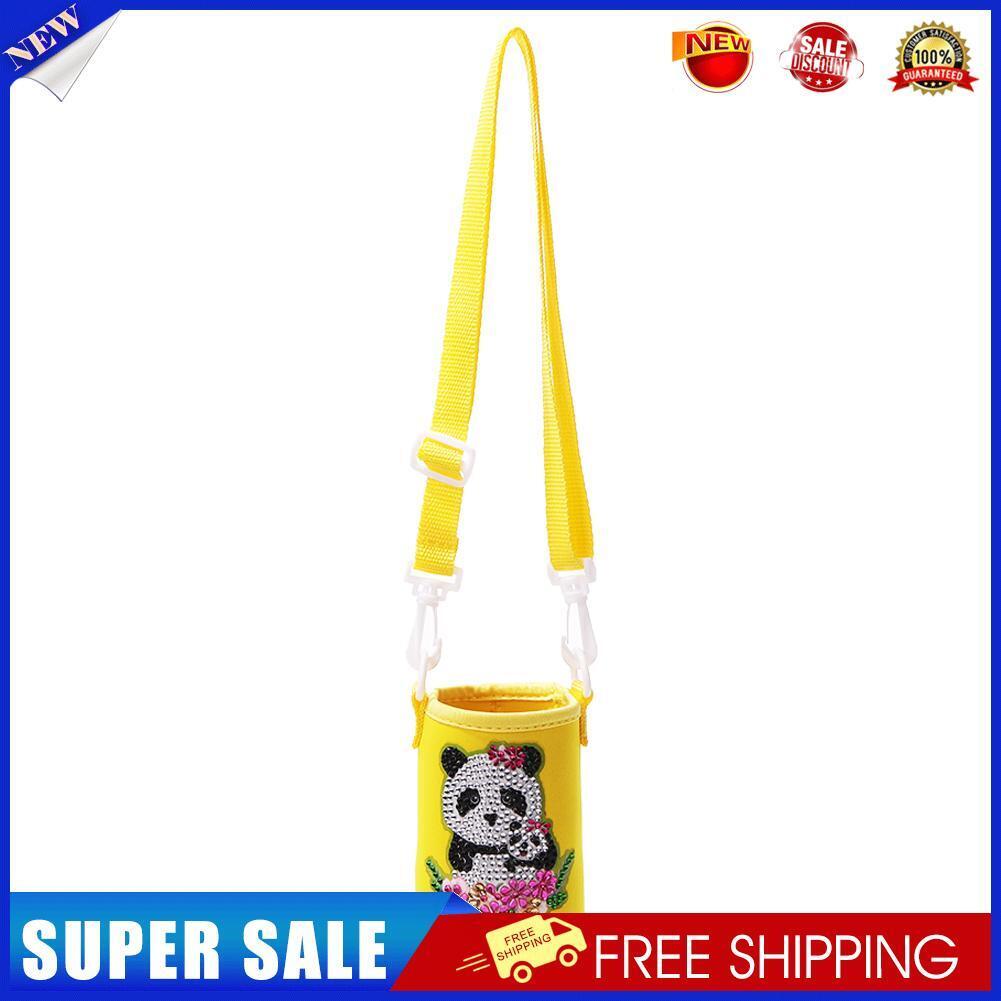 Round Messenger Strap Water Bottle Insulated Protective Bag (Yellow Panda)