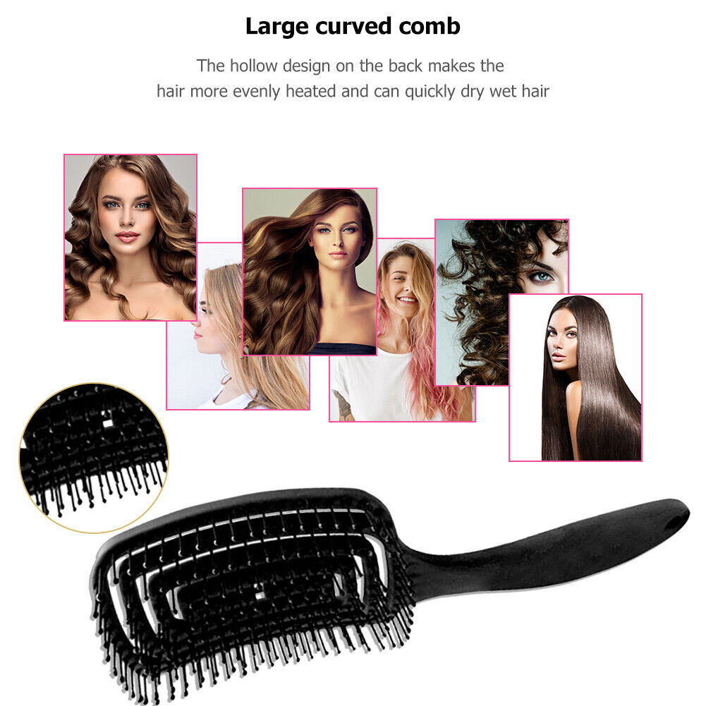 Arc Massage Comb Wide Teeth Anti-static Styling Smooth Hair Combs (Black)