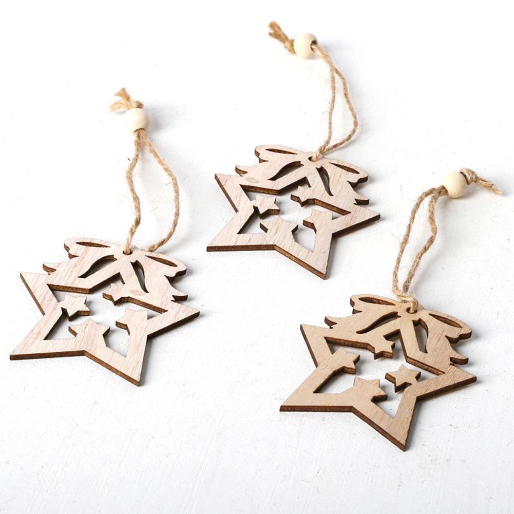 3pcs DIY Christmas Wooden Pendants Nordic Style Window Decor (JM01593)