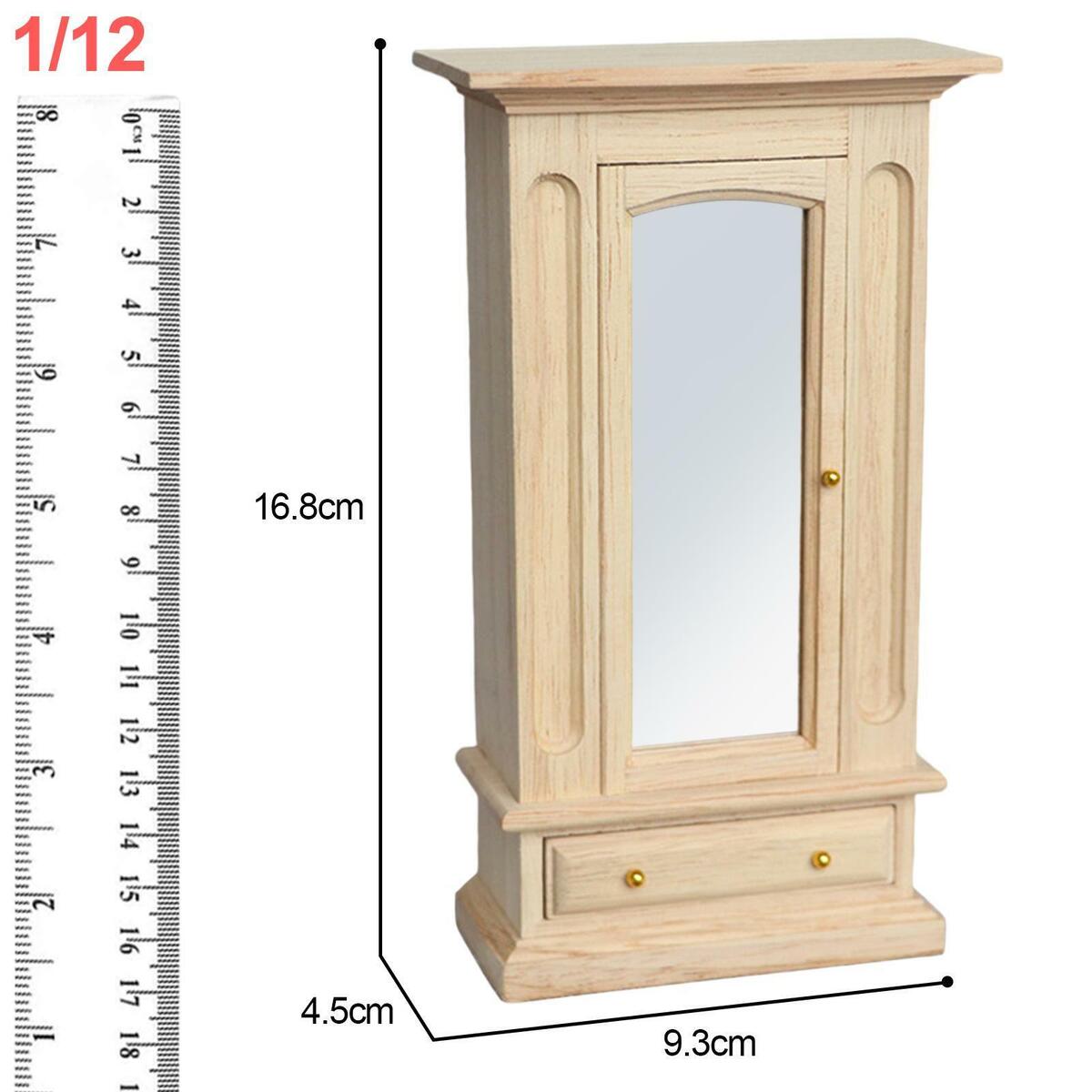 2- 1:12 Bookshelf Shelf Wardrobe Handmade Unpainted Wooden Furniture Set