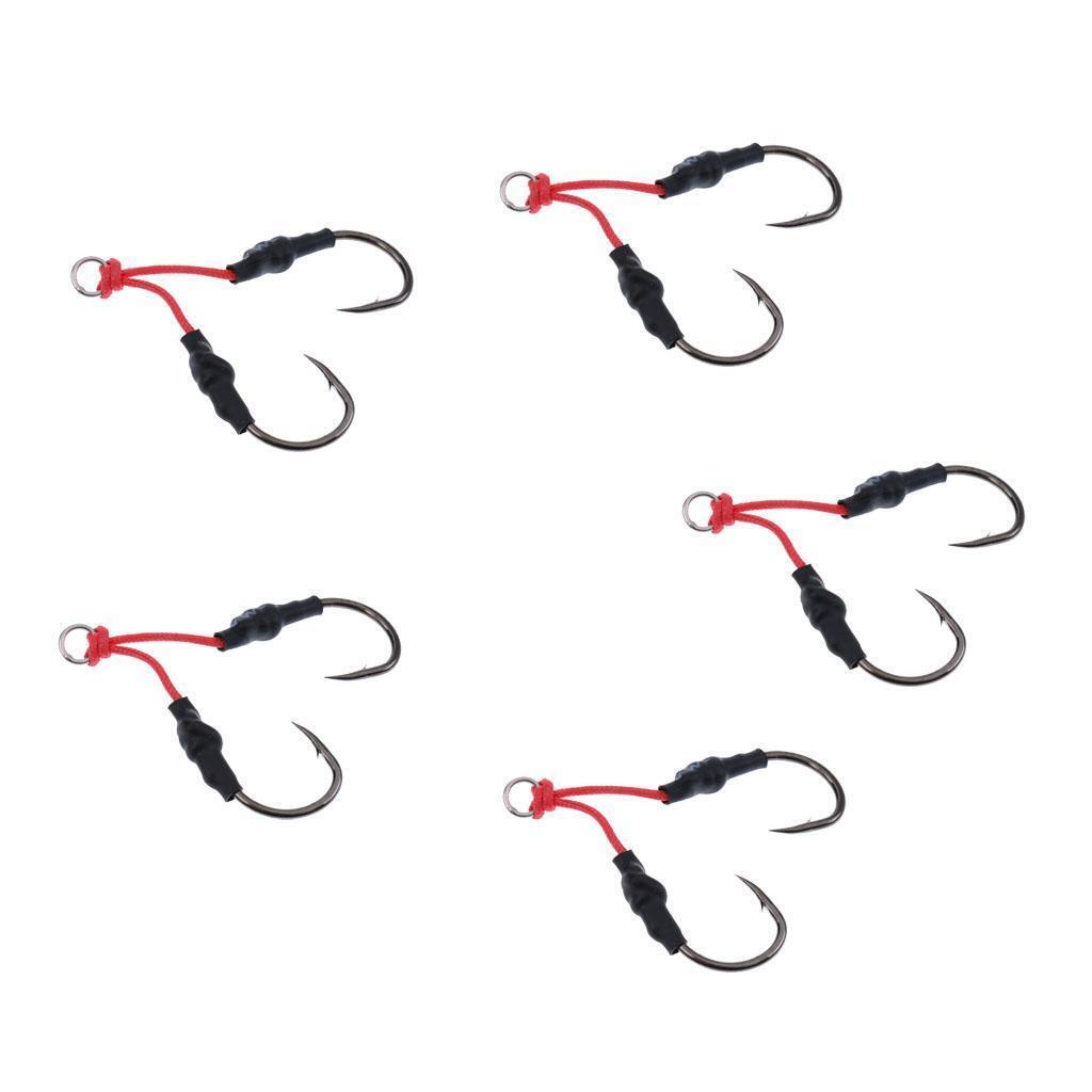 5Pcs Saltwater Jigging Dual Assist Hook 5/0# Offshore Deep Sea Fishing Hooks