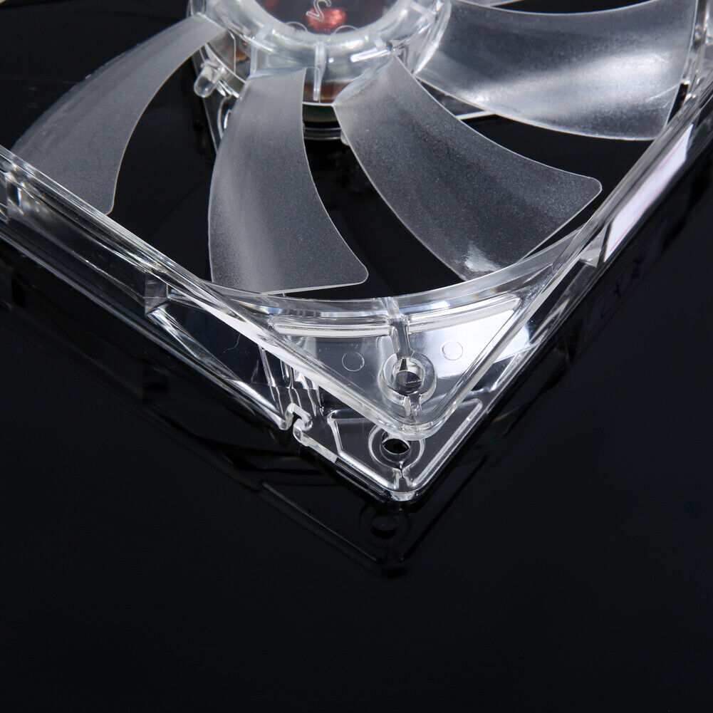 LED Light CPU Cooling Fan Computer PC Clear Case Quad 12CM Heatsink Yellow