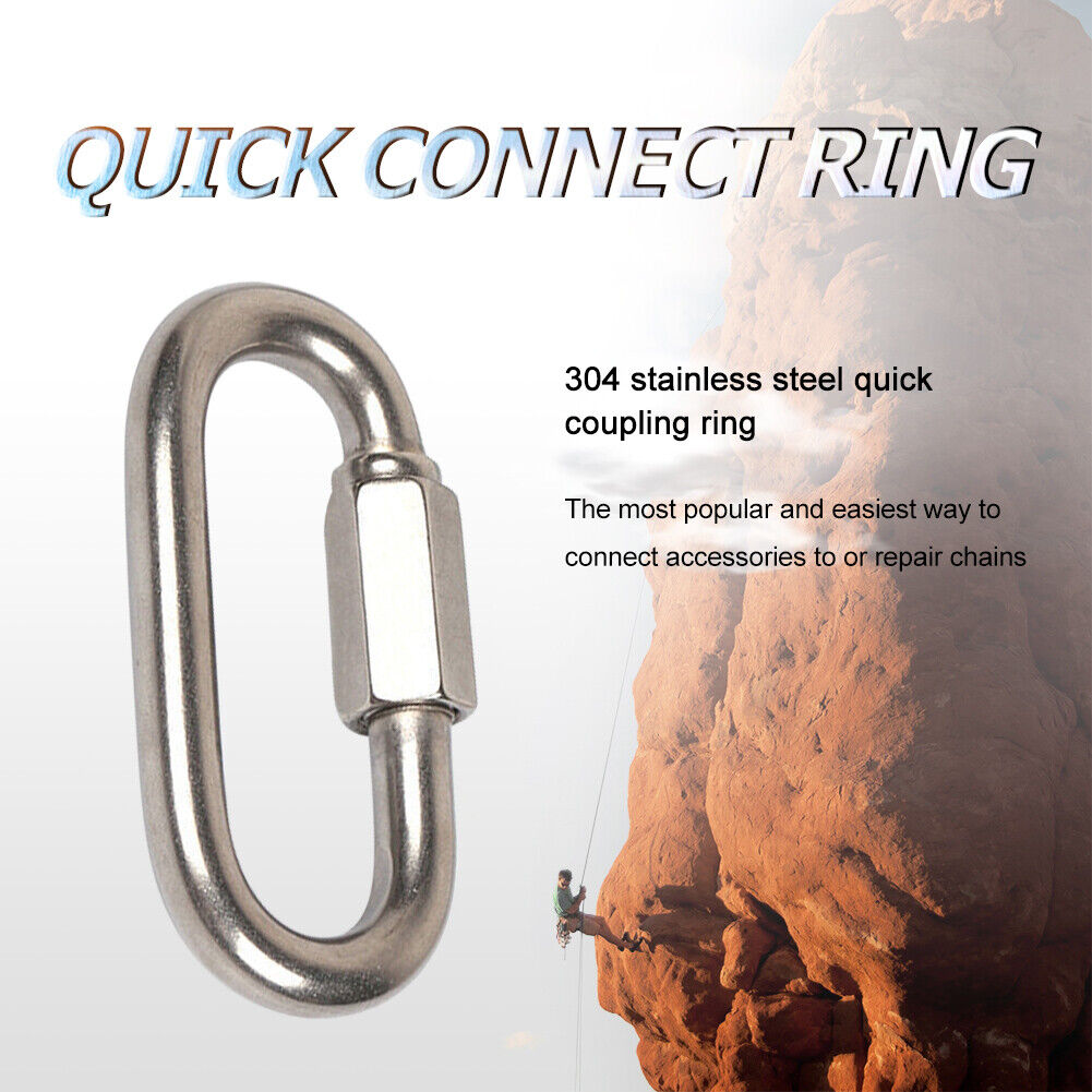 Stainless Steel Screw Lock Quick Links Chain Climbing Carabiner Hook (M8)