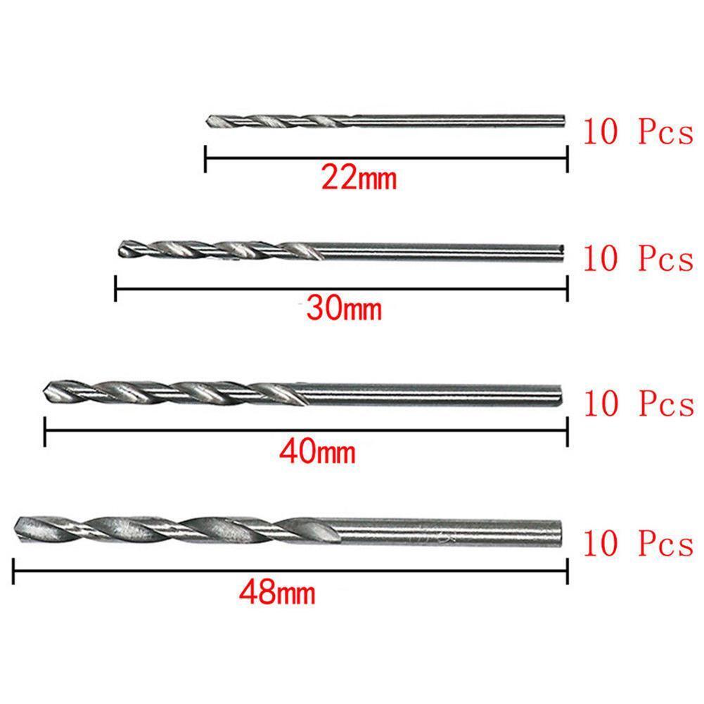 40pcs Mini Drill HSS Bit 0.5mm 2.0mm Straight Shank Twist Drill Bits Set