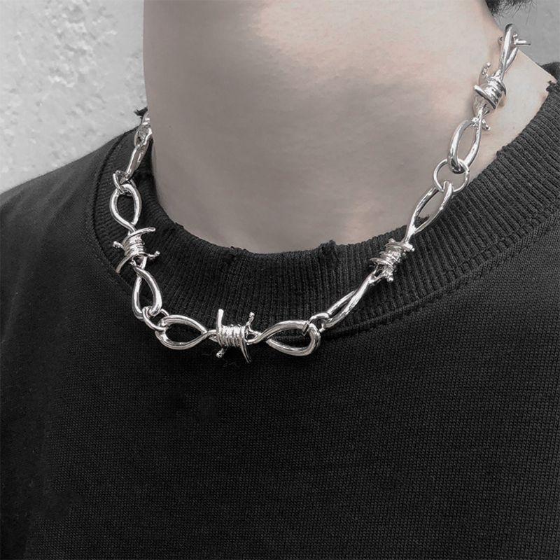 Personalized Men's Jewelry Set Alloy Barbed Wire Brambles Bracelet Necklace Gift