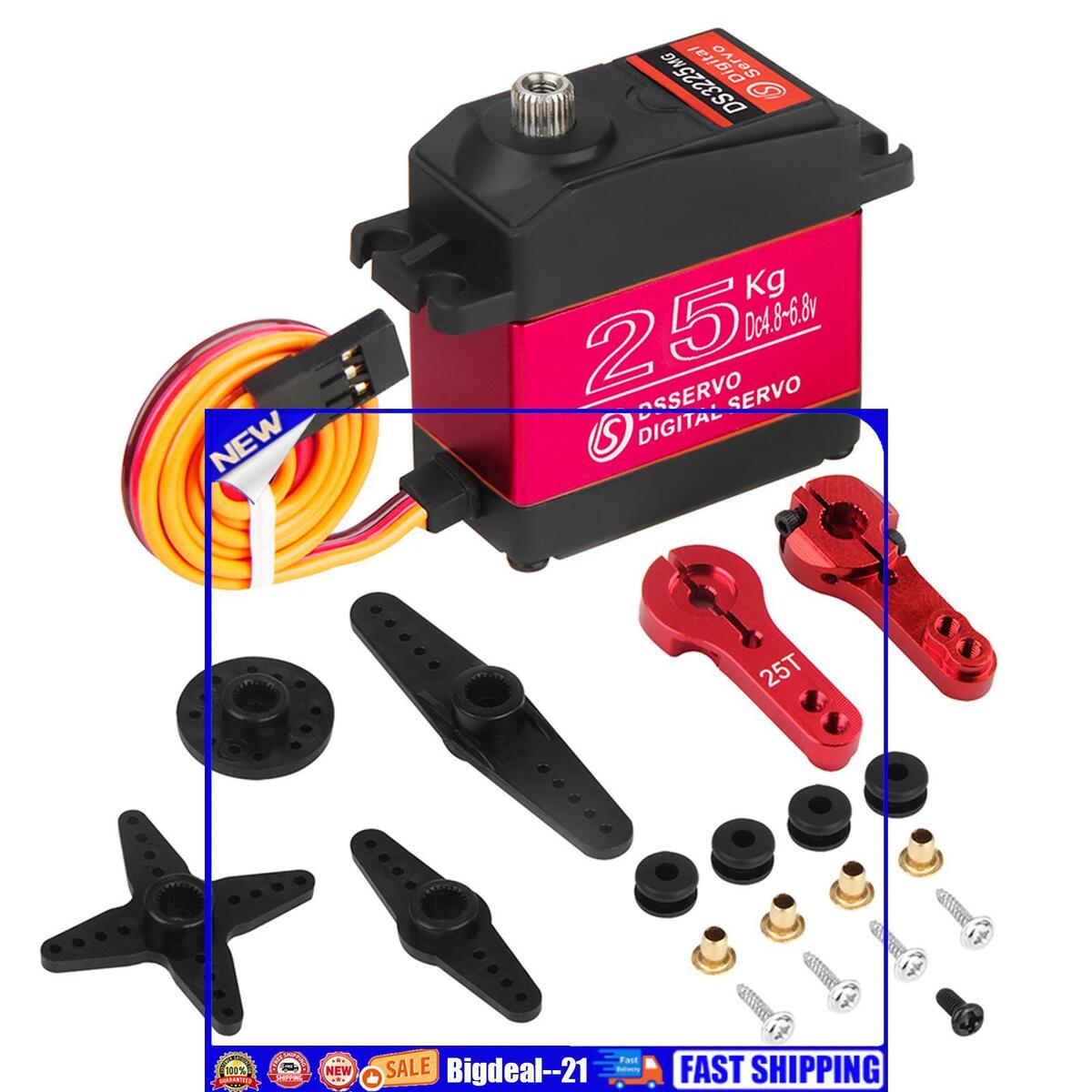 Waterproof 25kg Metal Gear Digital Servo Kits for RC Crawler Robot Red