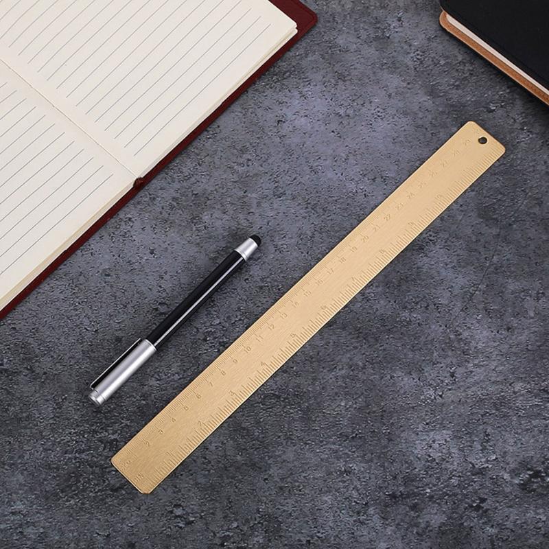 30cm Brass Straight Ruler School Kids Gift Measuring Tool for Students Wokers