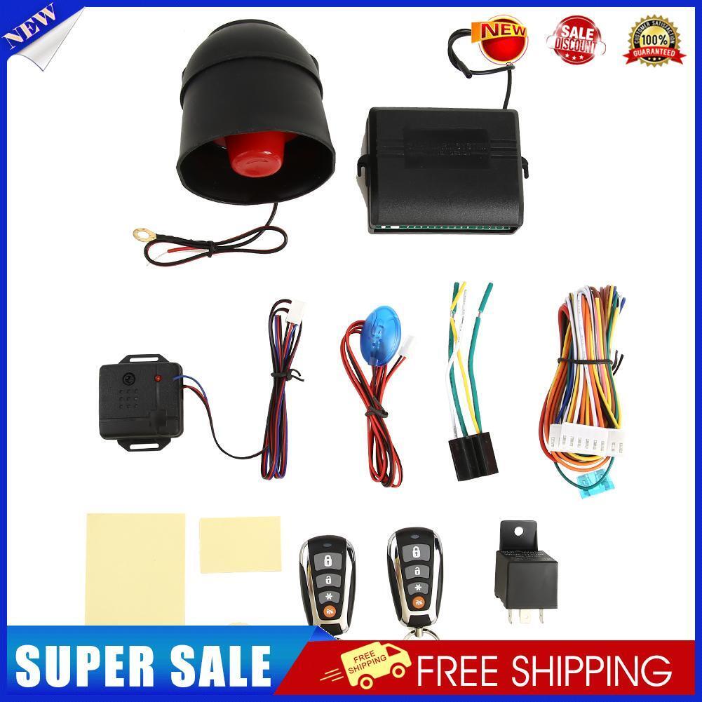 Car Alarm Central Door Locking Kit Immobiliser with Shock Sensor + 2 Remote