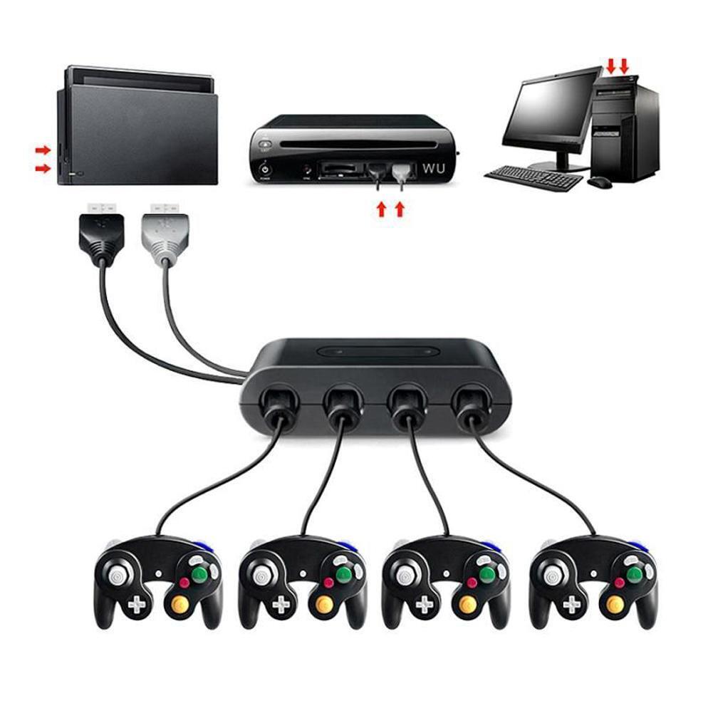 4 Port USB GC Gamecube NGC Controller Adapter Converter for Wii U Switch PC