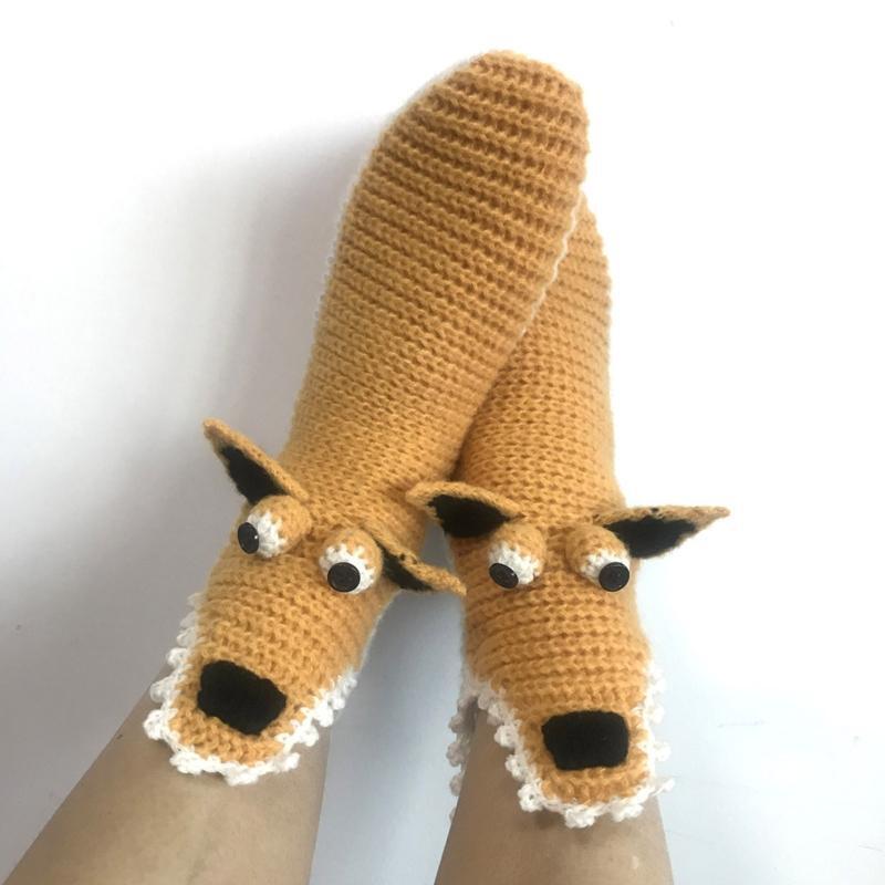Novelty Crochet Knit Cartoon Socks Funny Ice Age Squirrel Warm Floor Stockings