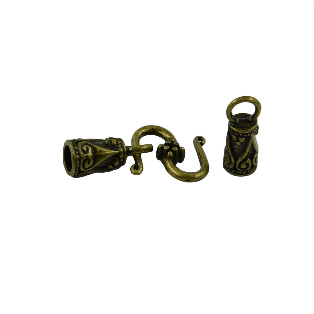 30   Bronze S Hook Clasp Leather Cord End Caps Jewelry DIY Making