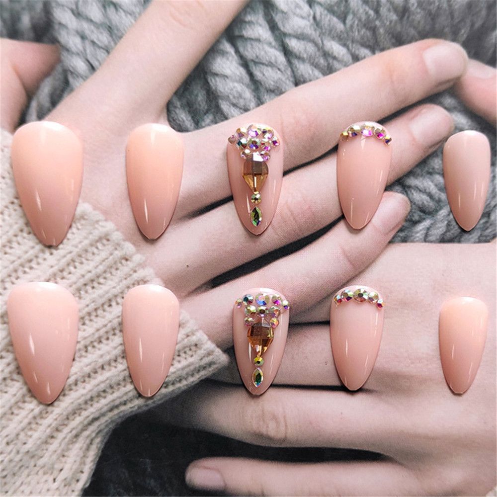 Jelly Gum Nail Art Beauty Ballet Nail Tip False Nails Almond Ombre Ballerina