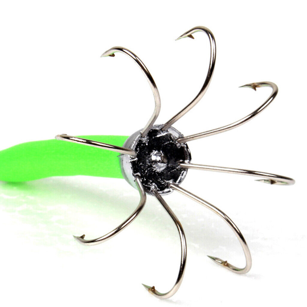8 Pieces Fishing Lures Squid Jigs Hooks Freshwater Saltwater Bait Green