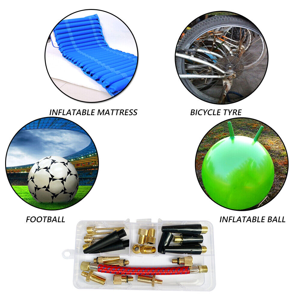 21pcs Valve Connector Foot Ball Airbed Bicycle Tyre Pump Adapter Set Kit