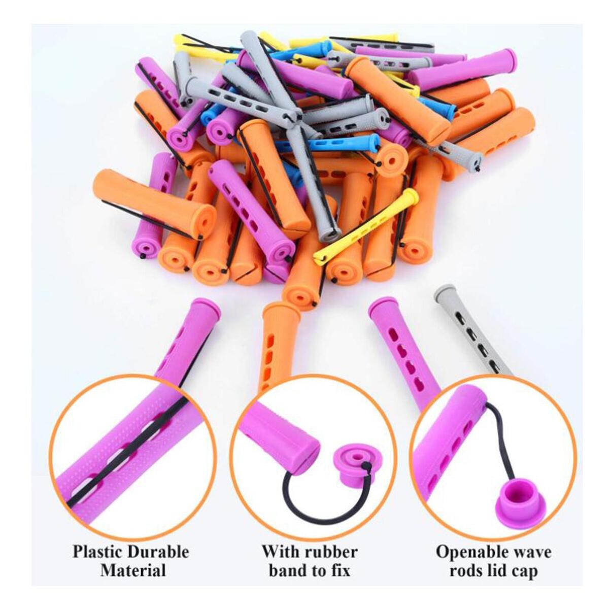 48Pcs Cold Wave Perm Rods Rollers Curling Hair Curly Wavy Rod Hair Styling