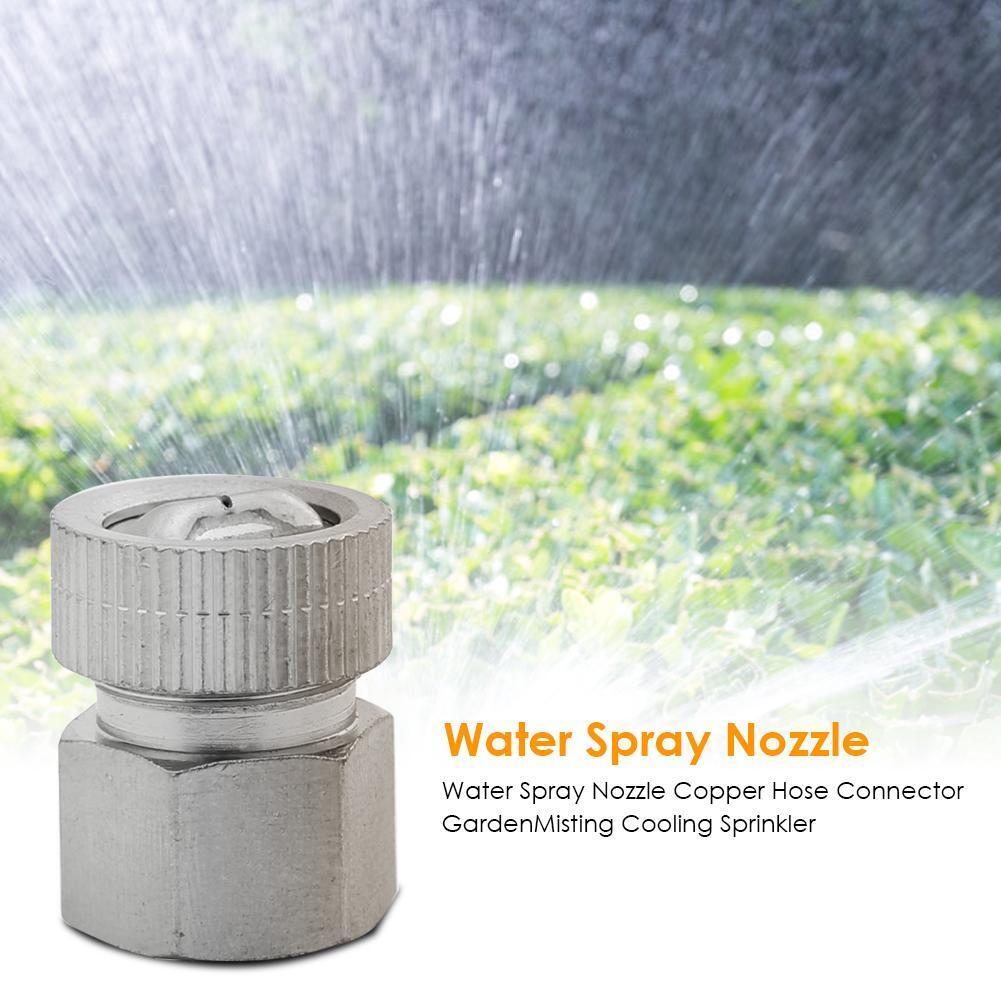 Water Spray Nozzle Copper Hose Connector Garden Misting Cooling Sprinkler