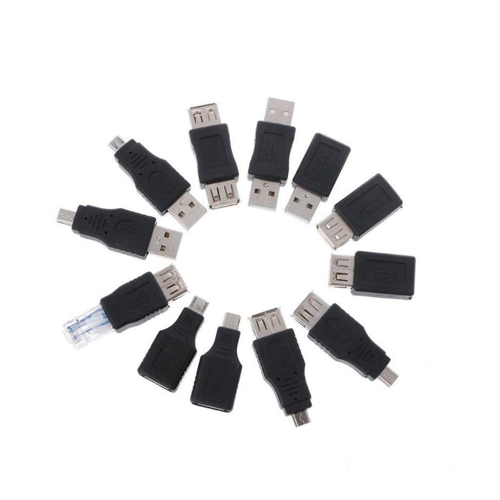 12pcs OTG USB Male to Female Micro USB Mini USB Changer Adapter Converter