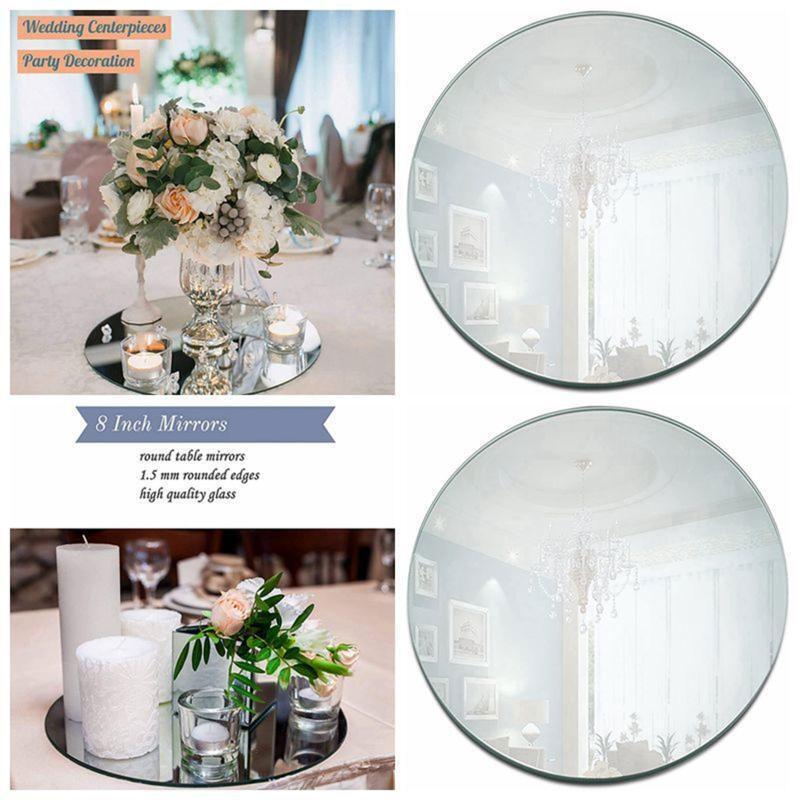 Round Acrylic Mirror Tray 8inch Circle Candle Mirror Plate Decor Accessory