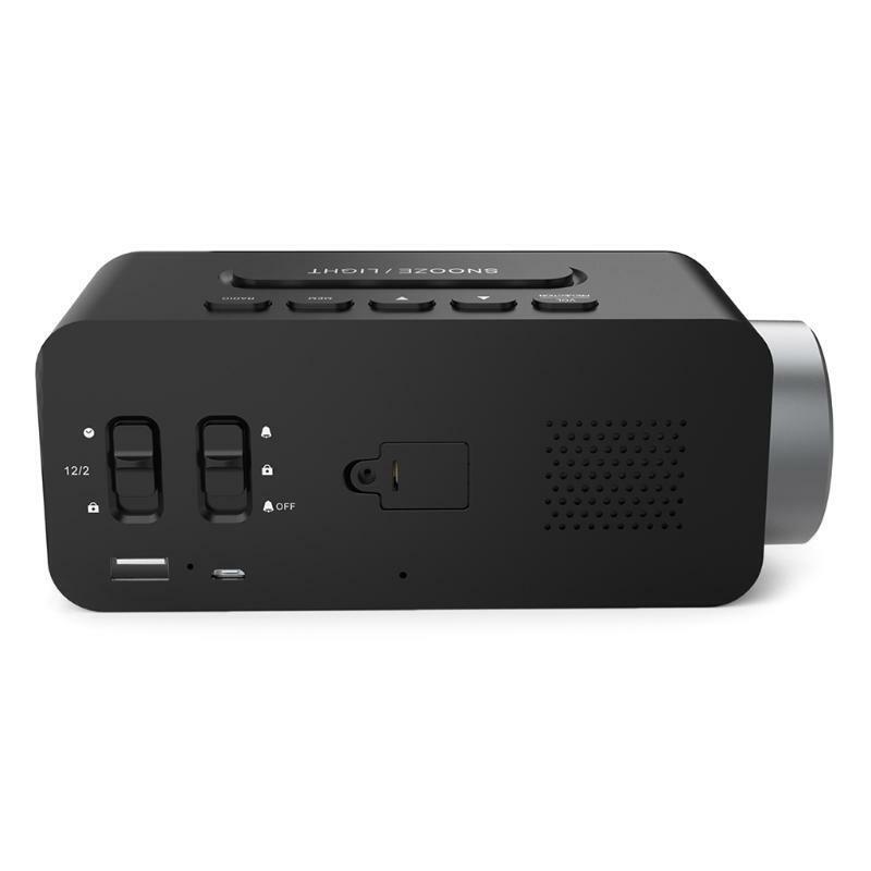 Alarm Clock Projection on Ceiling w/ Large 7 LED Display & Dimmer 180°Projector