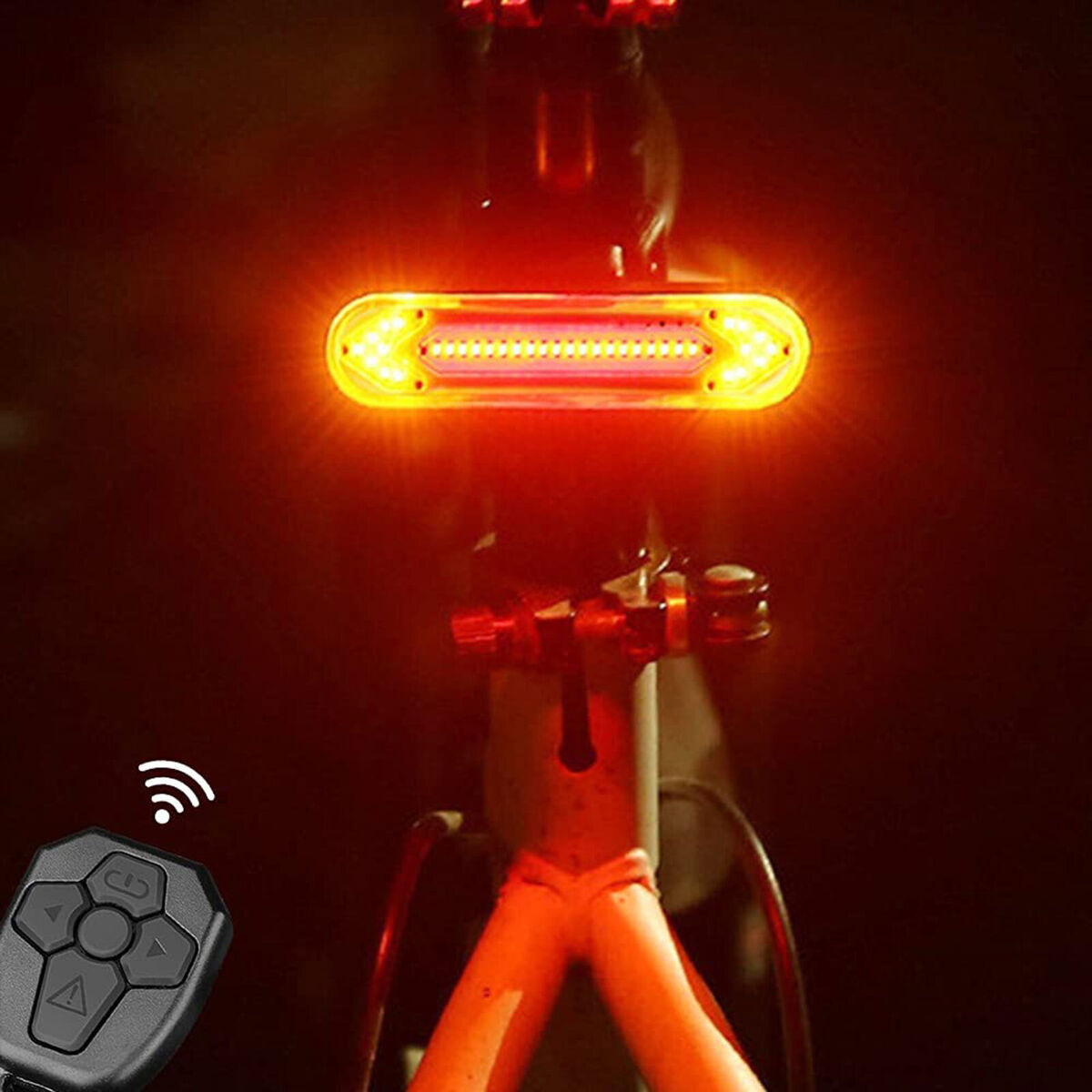 Bicycle Turn Signal Taillight Rechargeable Remote Control Rear Light (Red)