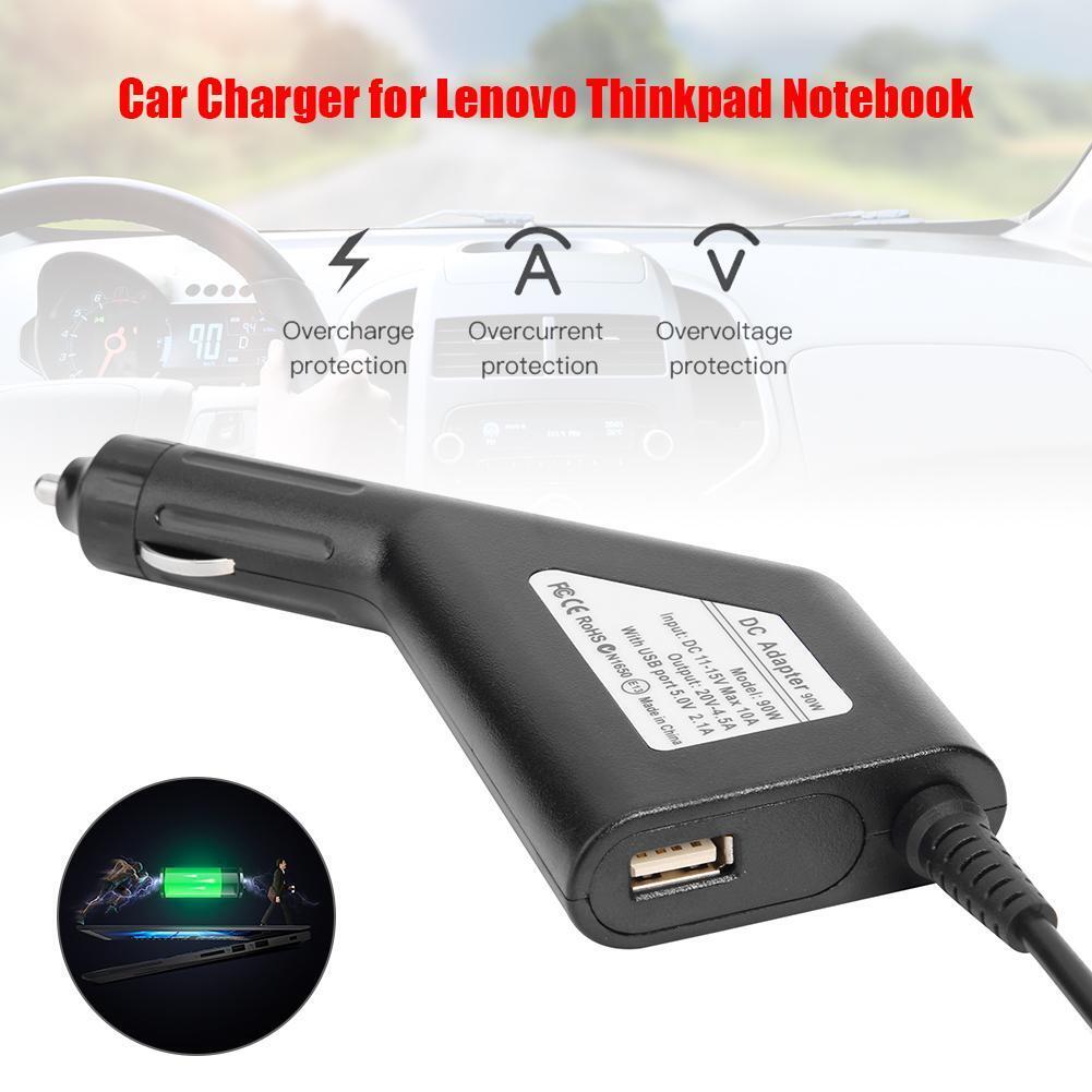 Laptop Car Charger 90W 20V 4.5A Power Adapter for Lenovo Thinkpad Notebook