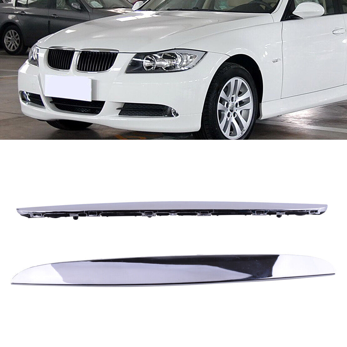 Chrome Hood Kidney Grille Trim Strip fit for BMW E90 E91 325i 330i 3 Series Li