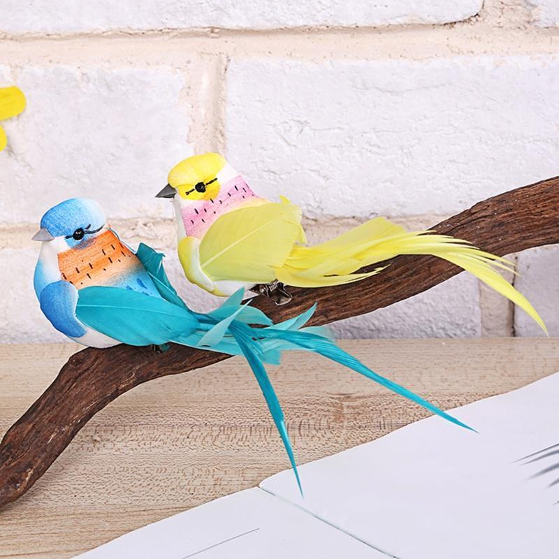 12 Pieces Simulation Foam Birds Exquisite Birds Ornament with Clips for Garden