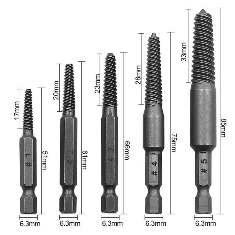 5 Pieces Hex Shank Broken Screwdriver Extractor Set for Removing Stripped Screws