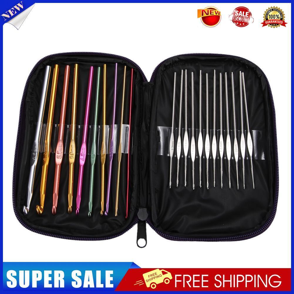 22pcs Set Multi-colour Aluminum Crochet Hooks Needles Knit Weave Craft Yarn