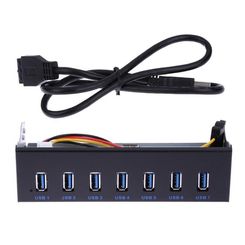7-Port USB 3.0 Front Panel USB Hub with 60 cm Cable, Metal Front Panel USB Hub