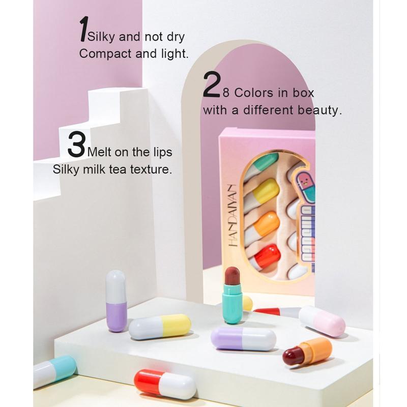 Mini Lipstick Set Waterproof Capsules Lipstick, Pill Shaped Lipstick,Lip Gloss