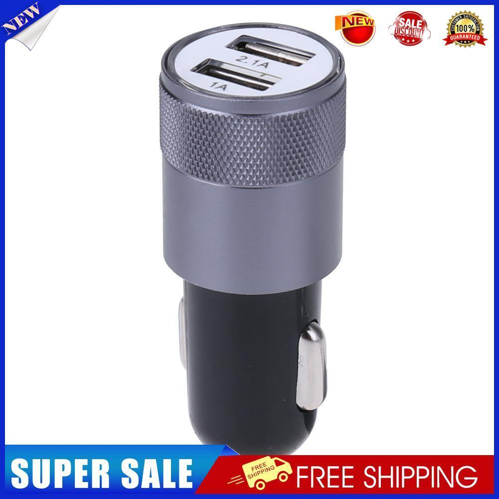 Metal Dual USB 2.1A Car Cigarette Lighter Adapter Charger(Gray+Black)